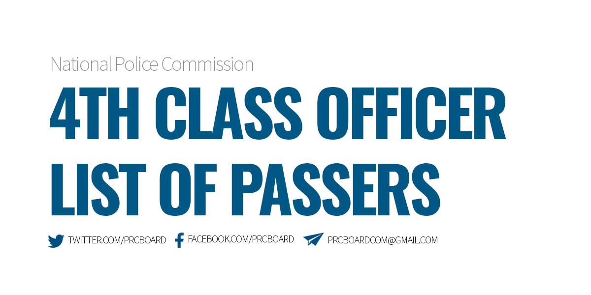 4th Class Officer List of Passers NAPOLCOM Exam Results