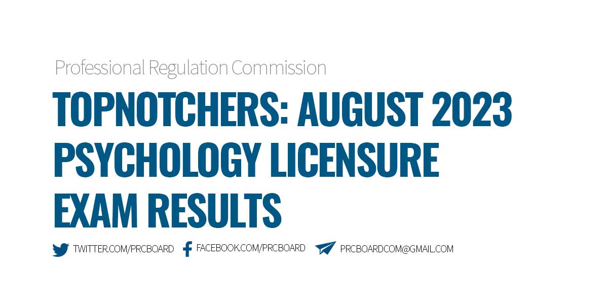 Topnotchers August 2023 Psychologist Licensure Exam Results