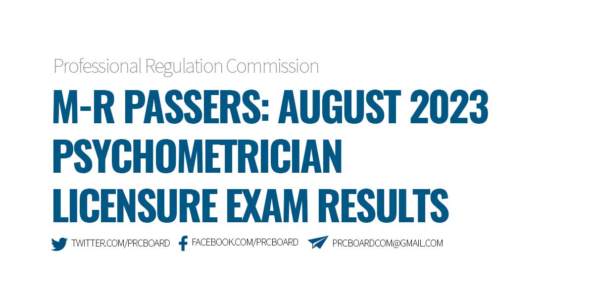 MR Passers August 2023 Psychometrician Board Exam Results