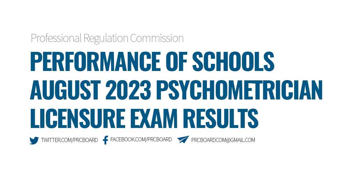 Performance of Schools August 2023 Psychometrician Licensure Exam Results