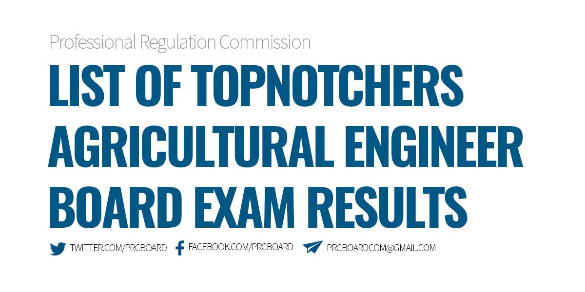 Agricultural Engineering Licensure Exam Results, Topnotchers