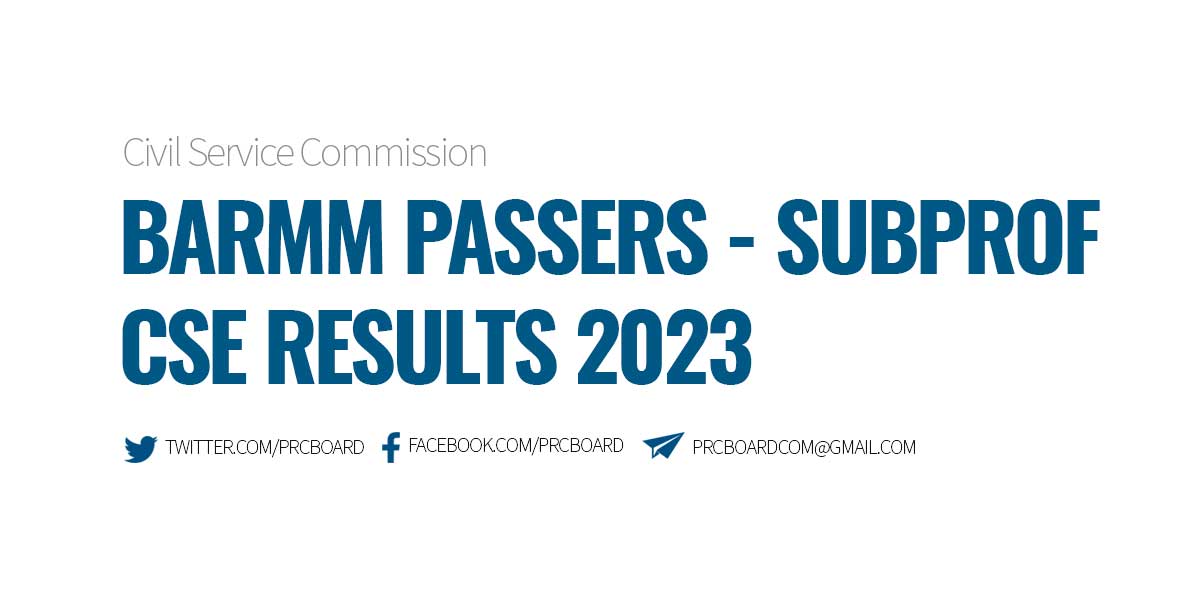 BARMM Passers Subprofessional Level August 2023 CSE
