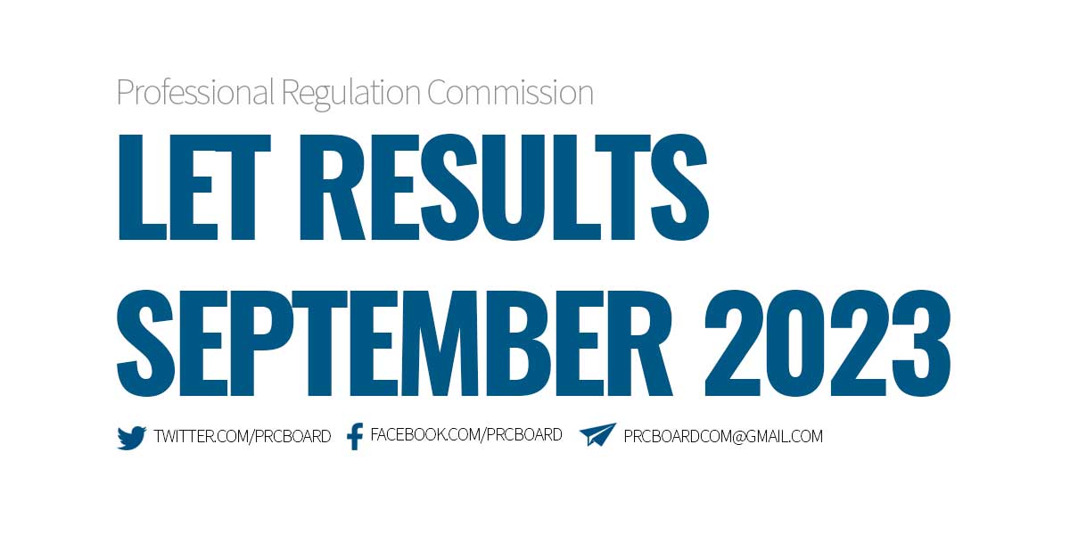 September 2023 LET Result Elementary and Secondary List of Passers