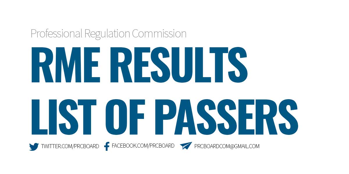 RME Results List of Passers