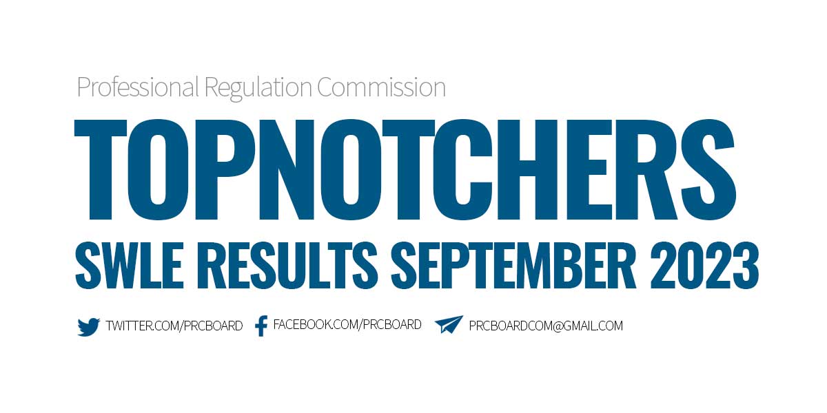 SWLE Results September 2023 Topnotchers