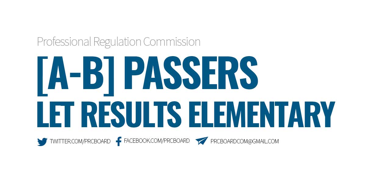 A-B Passers LET Elementary Level - LEPT September 2023 Results