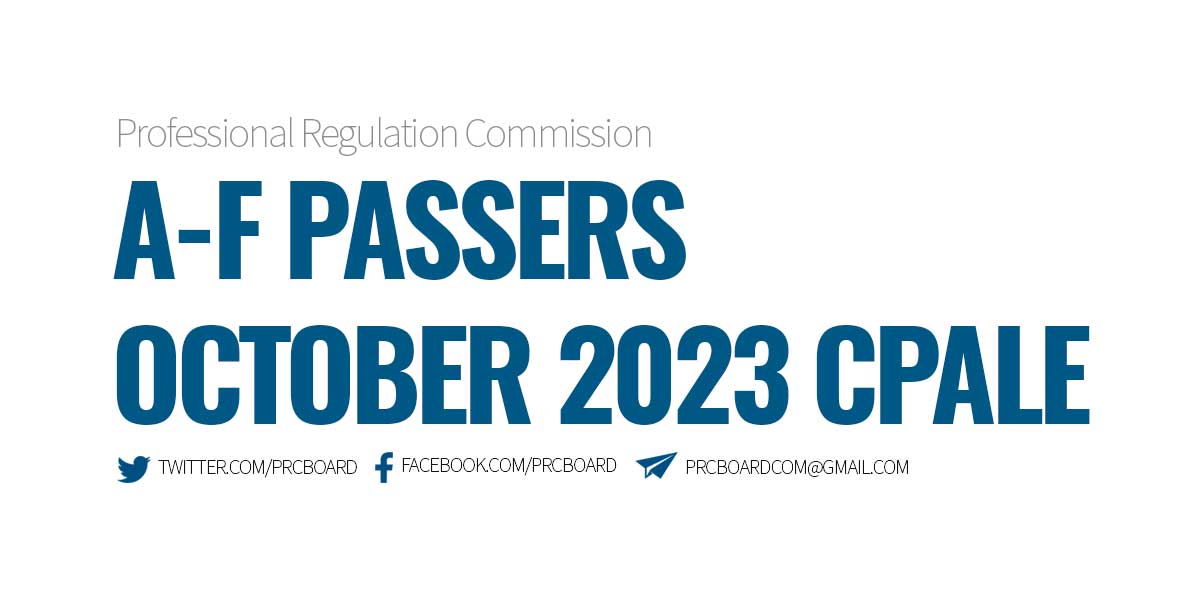 A-F Passers October 2023 CPALE Results