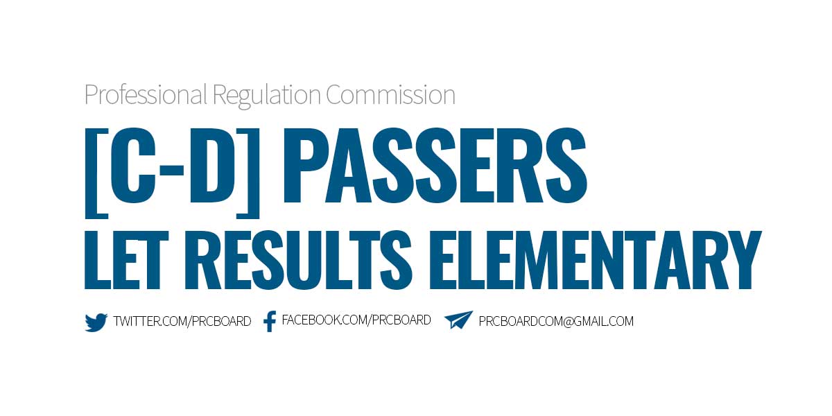 C-D Passers LET Elementary Level - LEPT September 2023 Results