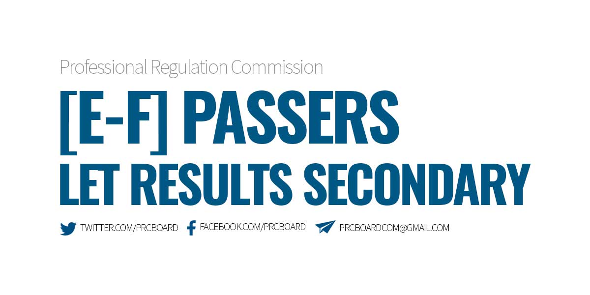 E-F Passers Secondary (LET Results September 2023)