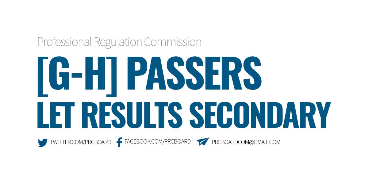 G-H Passers Secondary (LET Results September 2023)