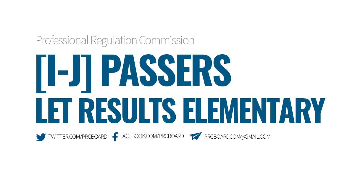 I-J Passers LET Elementary Level - LEPT September 2023 Results