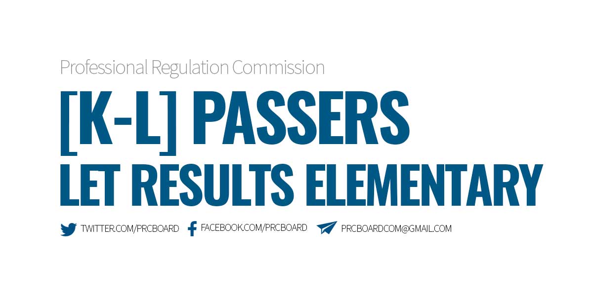 KL PASSERS ELEMENTARY LET Results September 2023