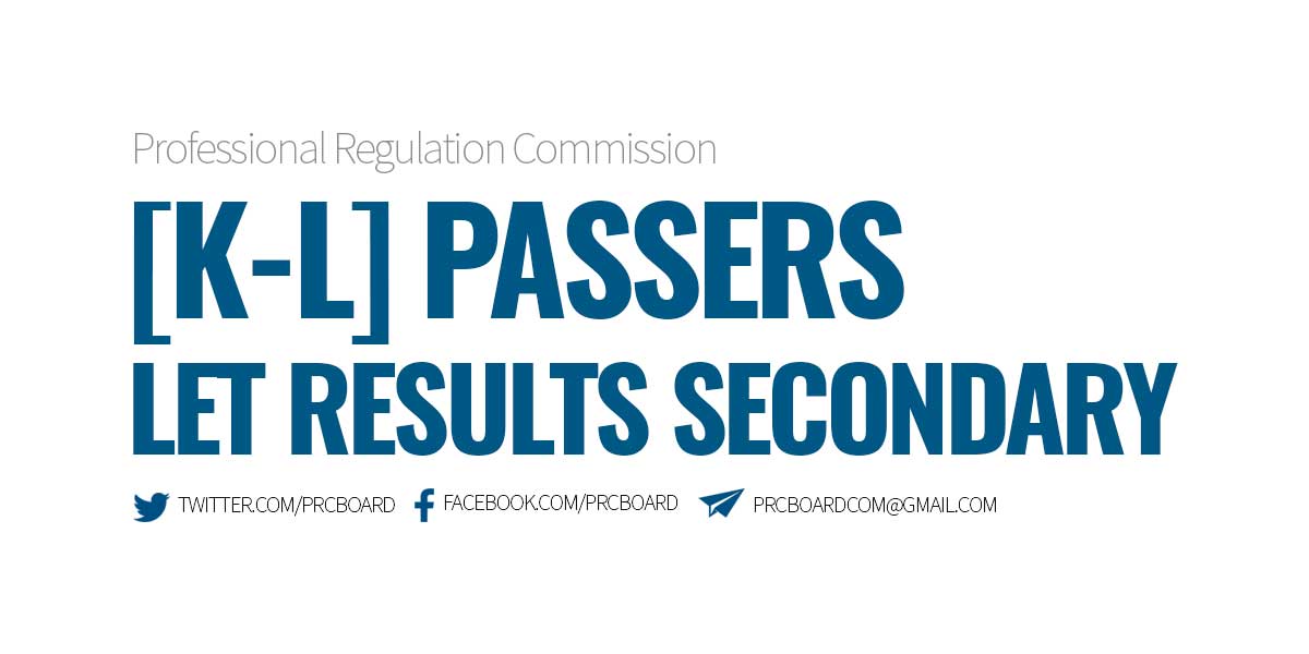 K-L Passers Secondary (LET Results September 2023)