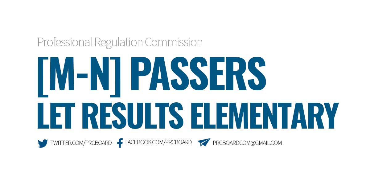 M-N Passers LET Elementary Level - LEPT September 2023 Results