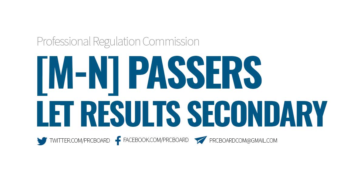 M-N Passers Secondary (LET Results September 2023)