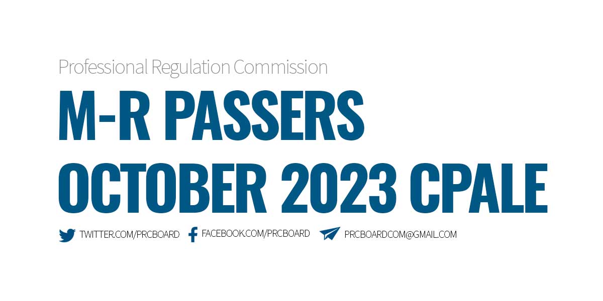 MR PASSERS October 2023 CPALE Results