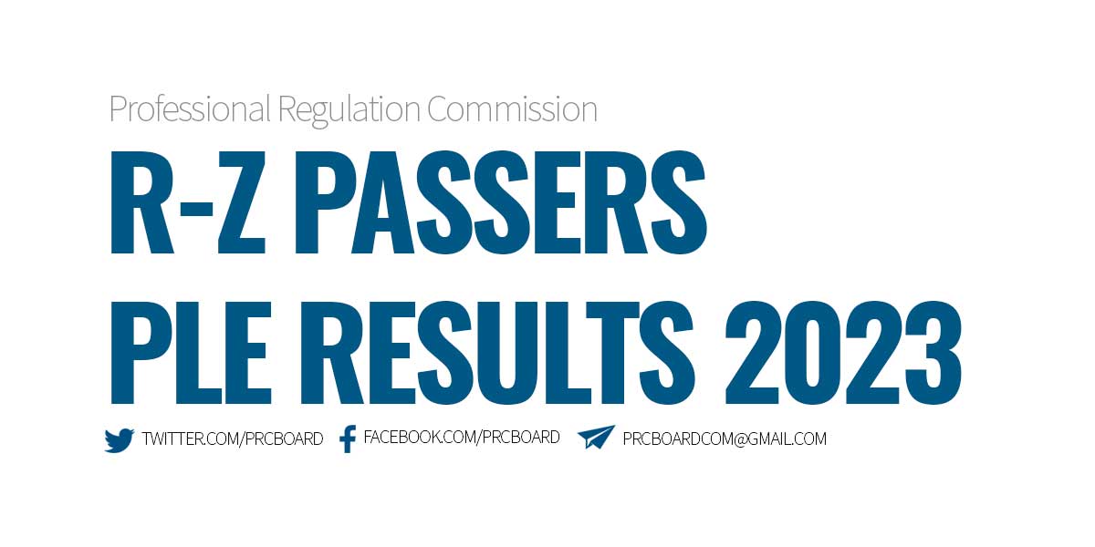 R-Z Passers PLE Results October 2023