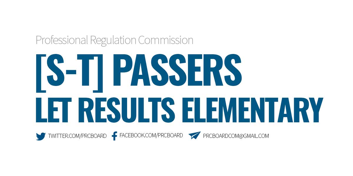 S-T Passers LET Elementary Level - LEPT September 2023 Results