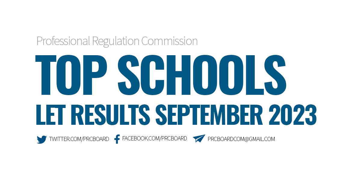 PERFORMANCE OF SCHOOLS September 2023 LET Results, Top Schools