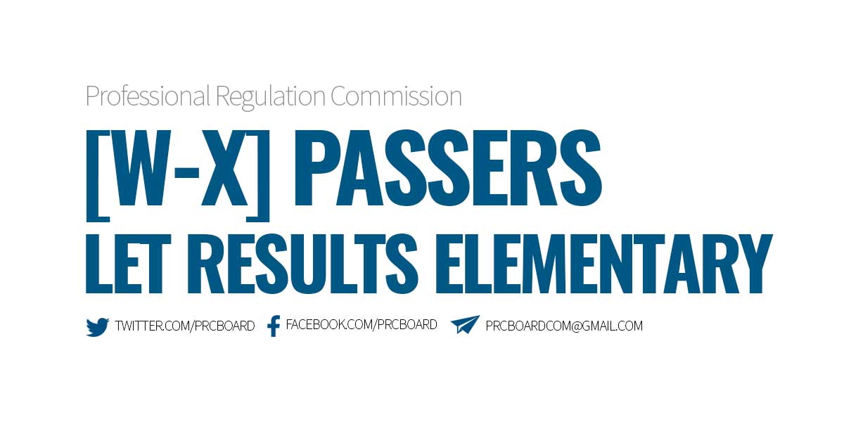 W-X Passers LET Elementary Level - LEPT September 2023 Results