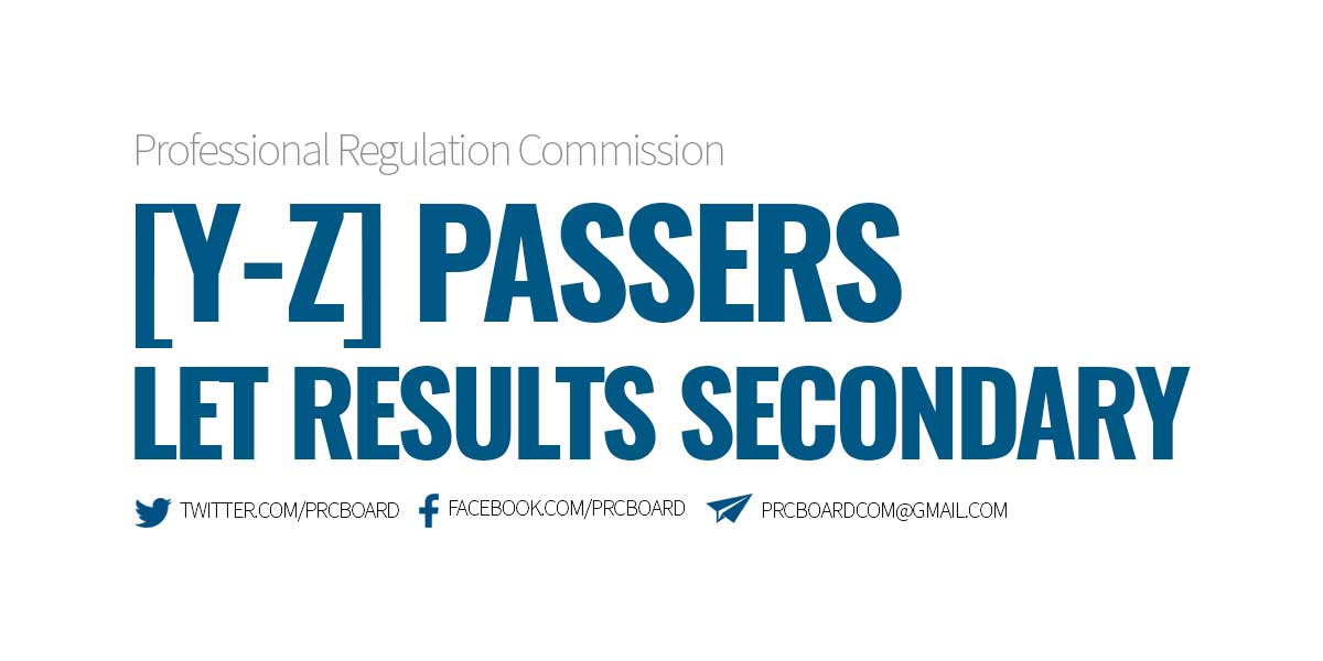 Y-Z Passers Secondary (LET Results September 2023)
