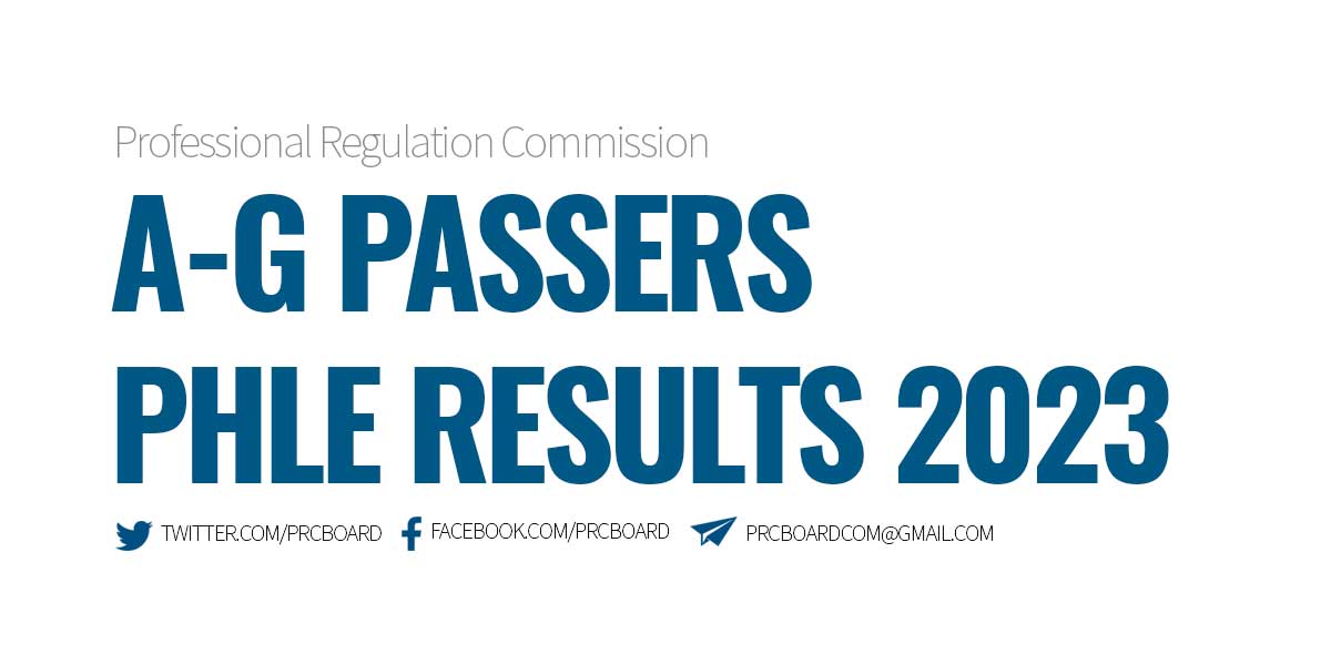 A-G Passers PHLE Results November 2023