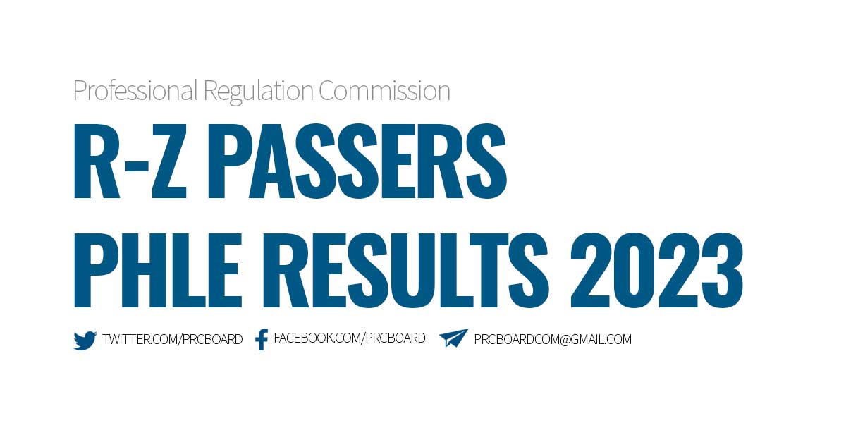 R-Z Passers PHLE Results November 2023