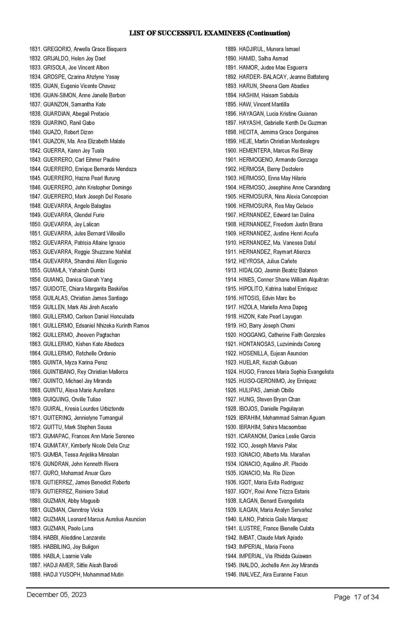 Bar Exam Results 2023: A-G List of Passers