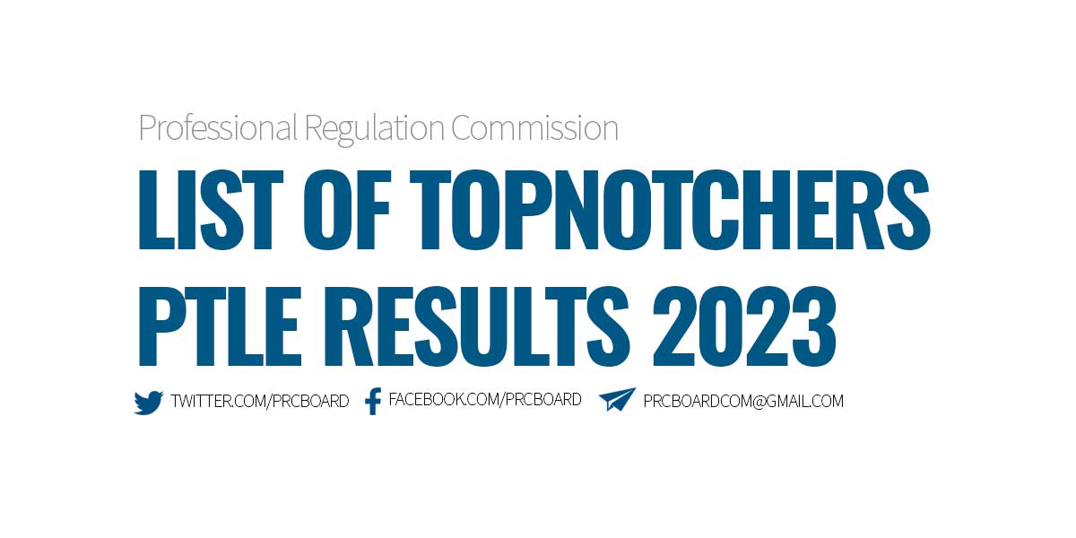 PTLE December 2023 Results - Topnotchers