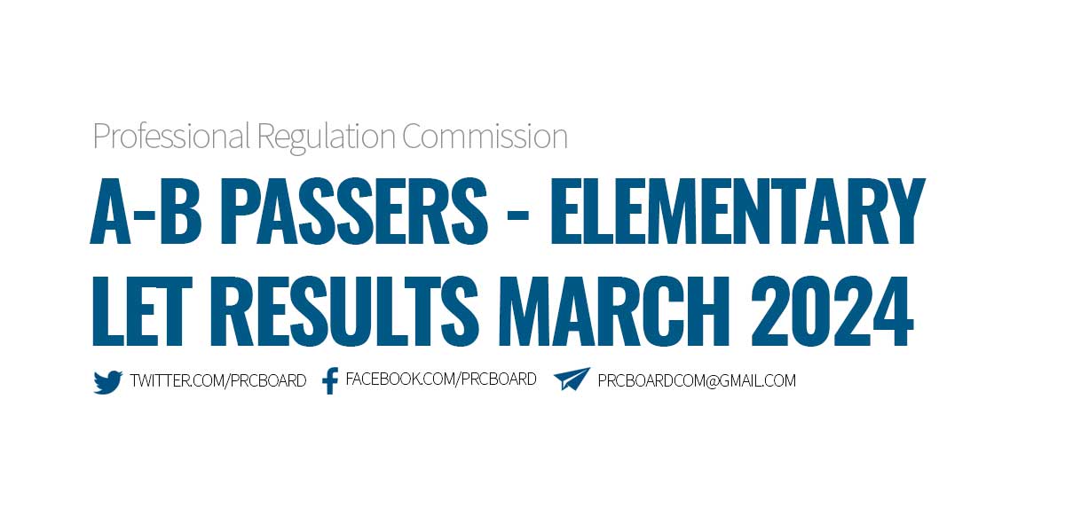 A-B Passers Elementary LET Results March 2024