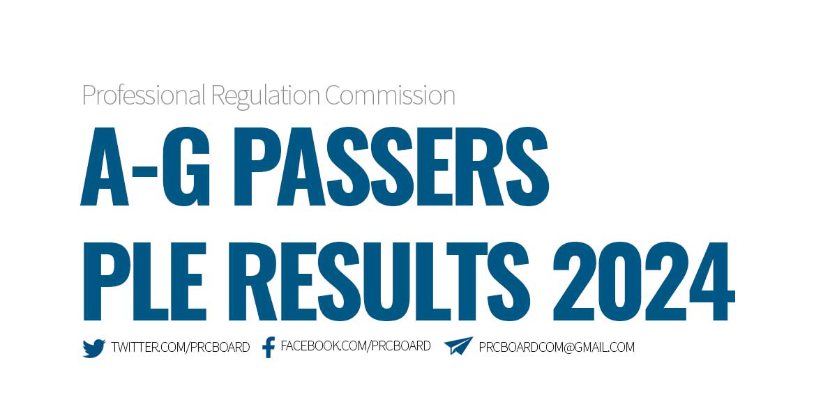 AG List of Passers PLE Result April 2024