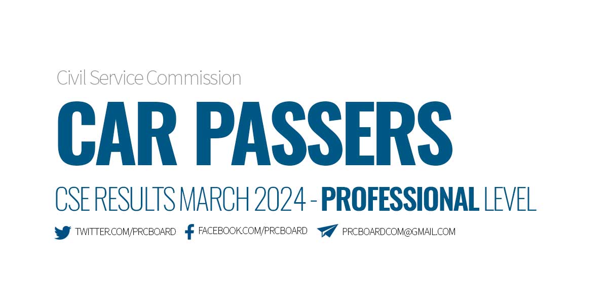 CAR Passers Professional Level - March 2024 Civil Service Exam Results