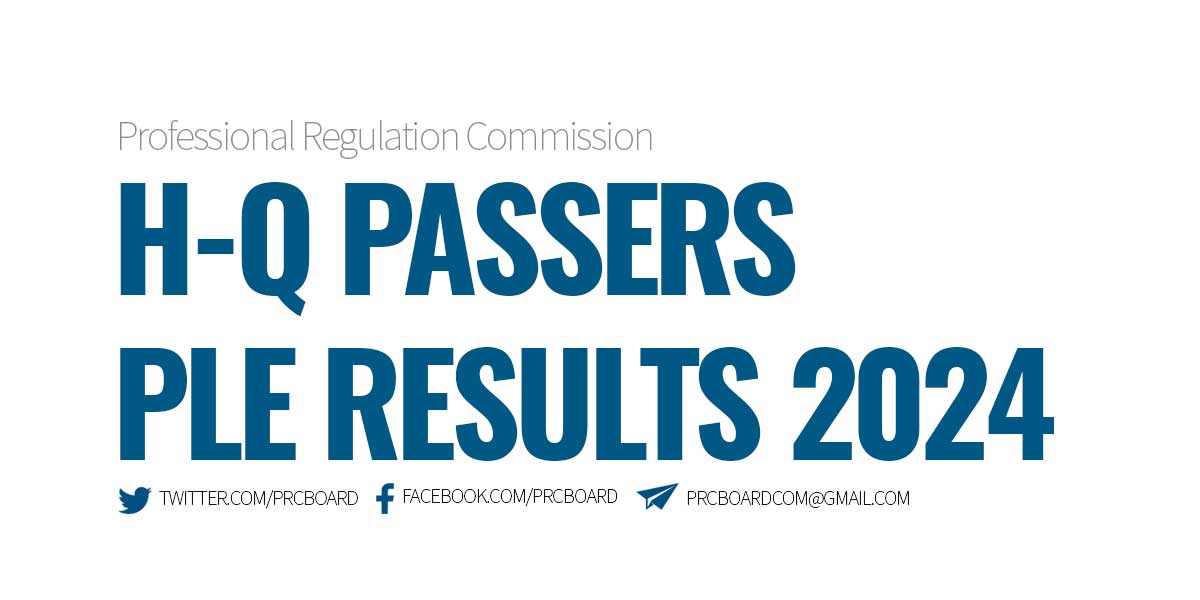H-Q Passers PLE Results April 2024