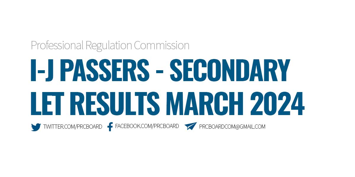 I-J Passers LET Results Secondary Level