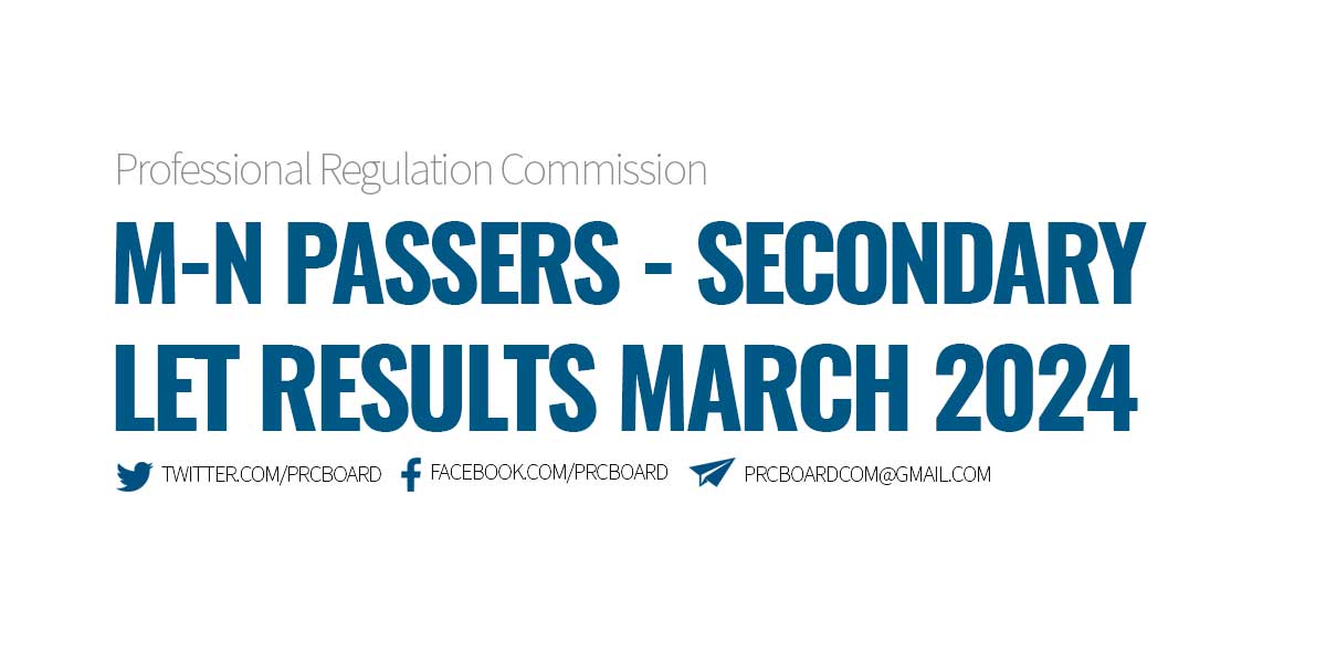 M-N Passers LET Results Secondary Level
