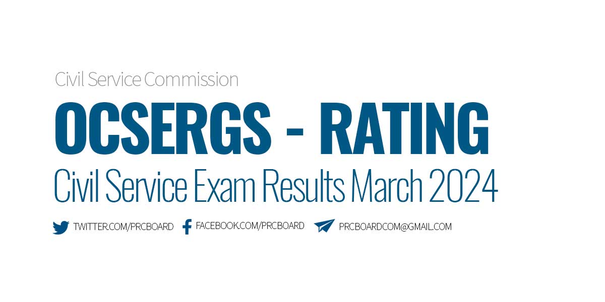 OCSERGS Verification of Rating March 2024 Civil Service Exam Results