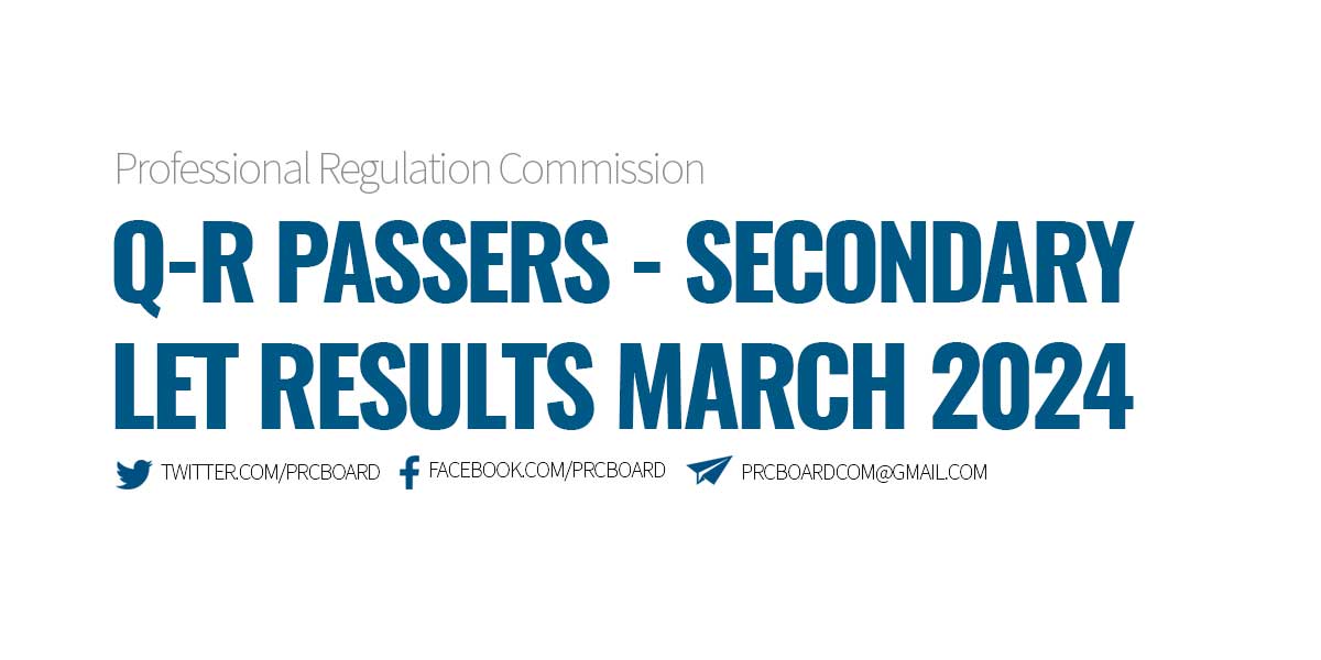 Q-R Passers LET Results Secondary Level