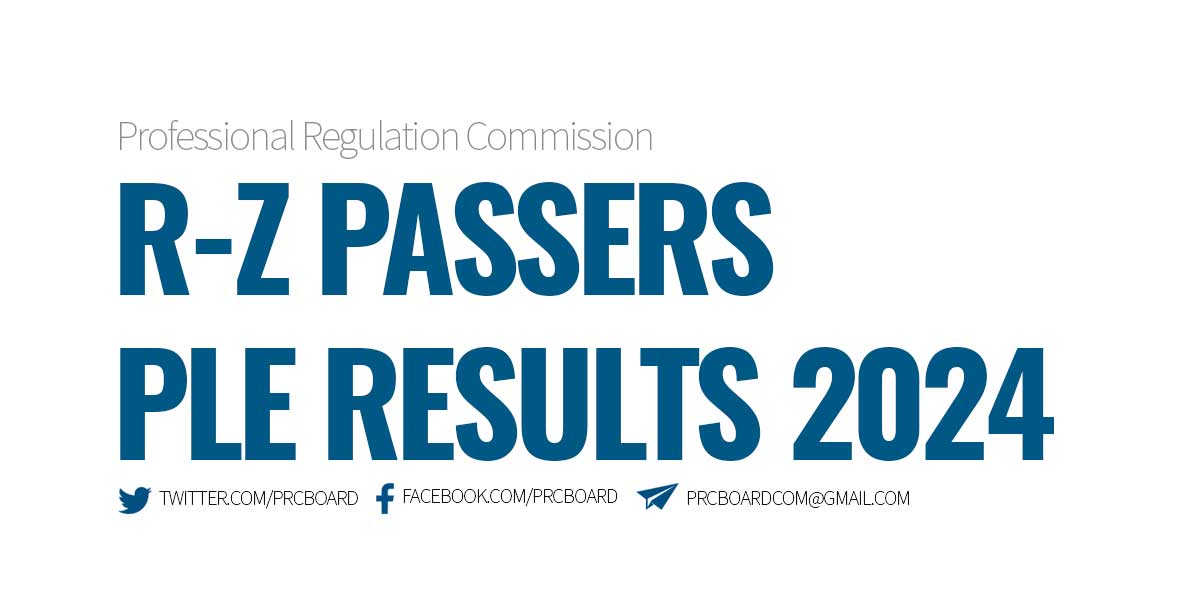 RZ List of Passers PLE Result April 2024