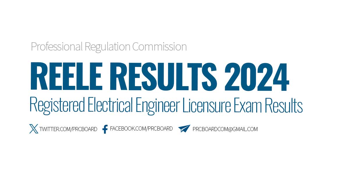Registered Electrical Engineer Licensure Exam REELE Results April 2024