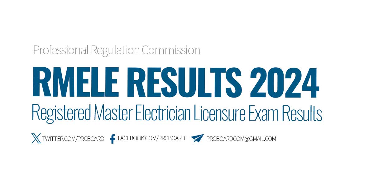 Registered Master Electrician Licensure Exam Results April 2024