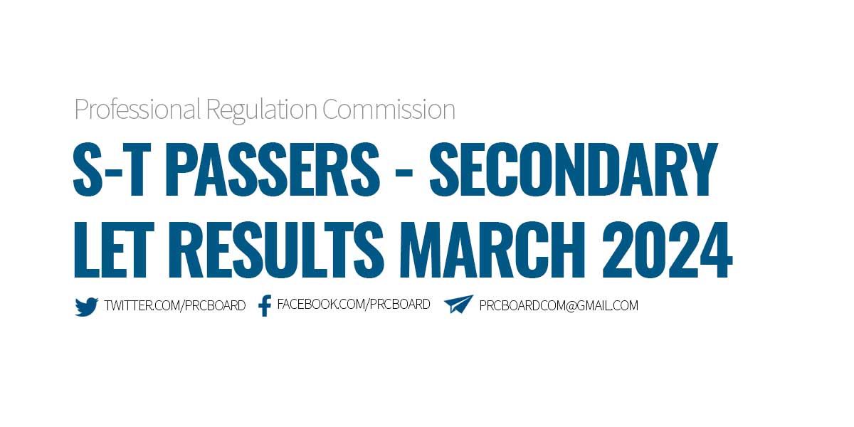 S-T Passers LET Results Secondary Level