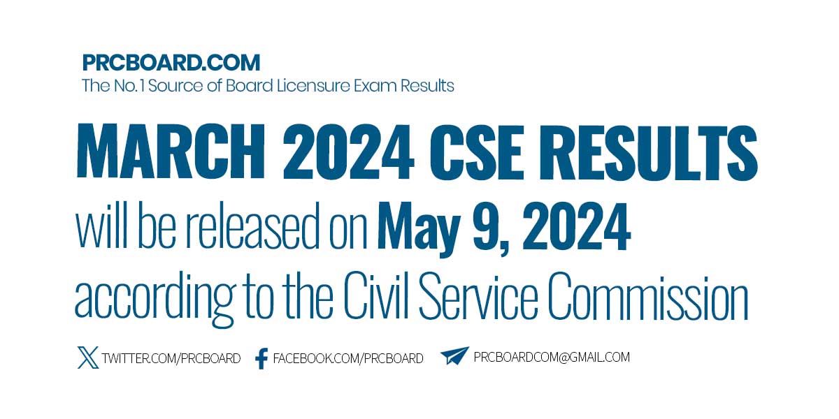 March 2024 Civil Service Exam (CSE) Results are out on May 9, 2024