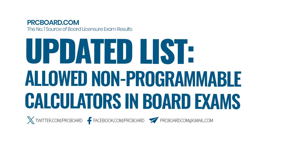 Updated List of Allowed Non-Programmable Calculators in PRC Board Exams