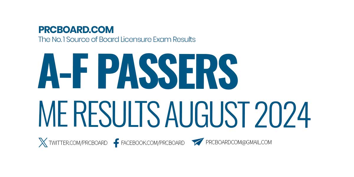 MELE Results August 2024 Mechanical Engineer Licensure Exam (AF Passers)
