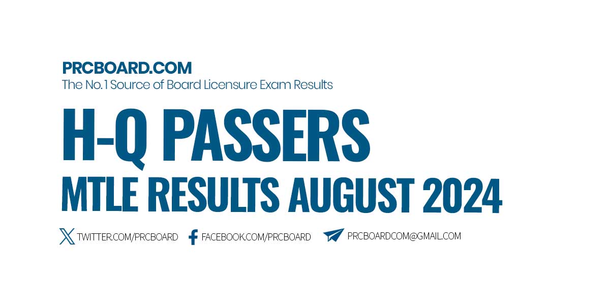 HQ Passers MTLE MedTech Board Exam Results August 2024