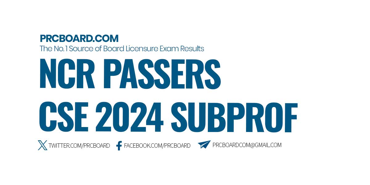 NCR Passers Subprofessional August 2024 Civil Service Exam (CSE) Results