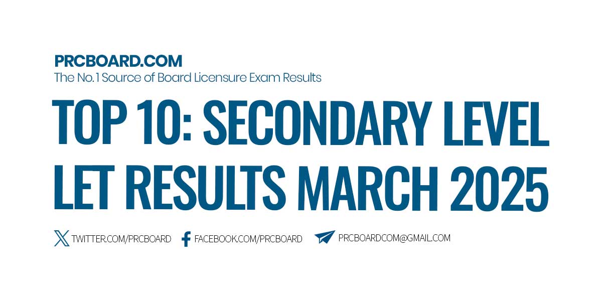 TOP 10: March 2025 LET Results (Secondary)