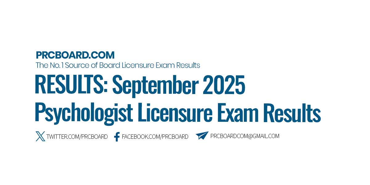 RESULTS: September 2025 Psychologist Licensure Exam List of Passers