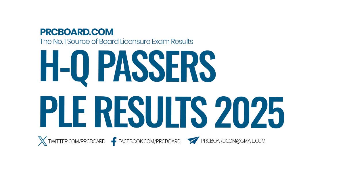 H-Q List of Passers: PLE Result October 2025